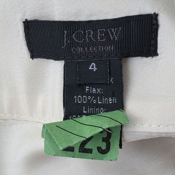 J Crew Collection Silk Linen A-Line Ivory Beige Skirt 4 - Picture 8 of 14